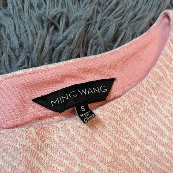 Ming Wang Floral Lace Hem Knit Sheath Dress Whisper Pink Size S - Picture 3 of 7